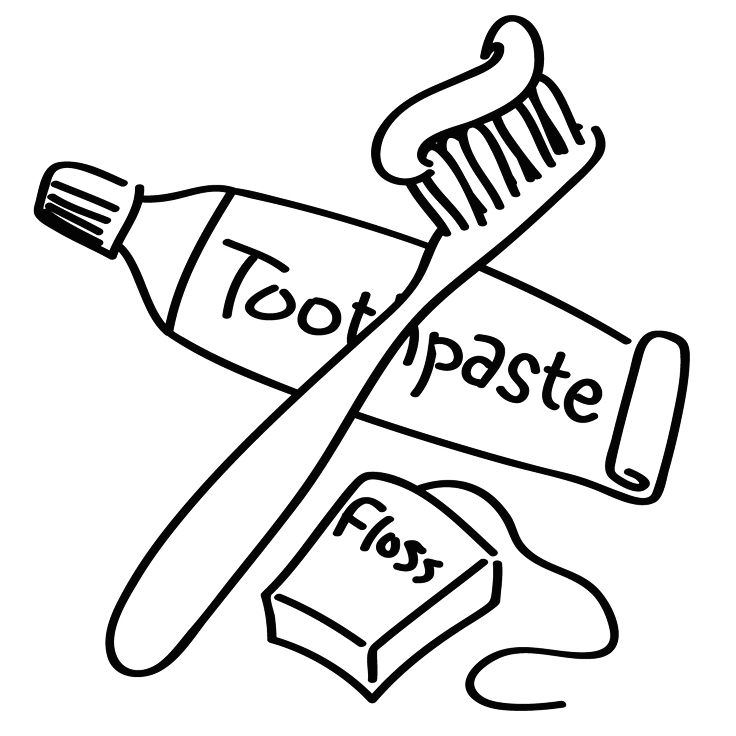 Toothpaste And Floss Coloring Page