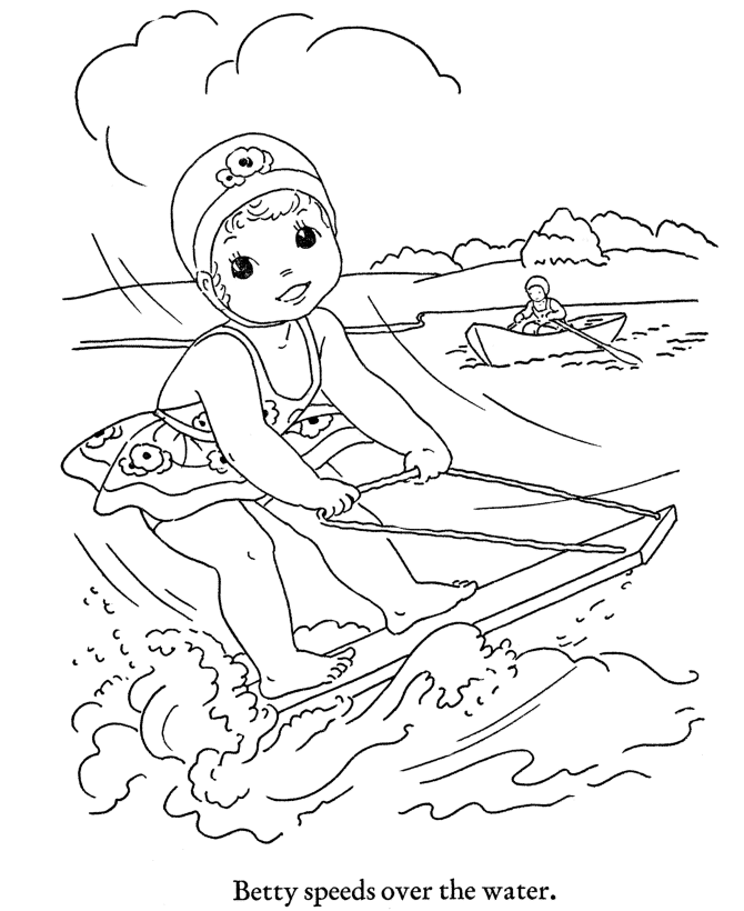 Betty Water Skiing Coloring Page