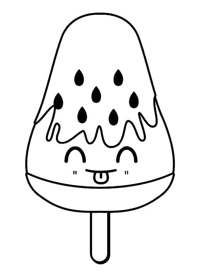 Cute Watermelon Popsicle Coloring Page