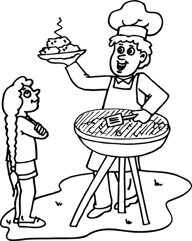 Dad Grilling Food Coloring Page