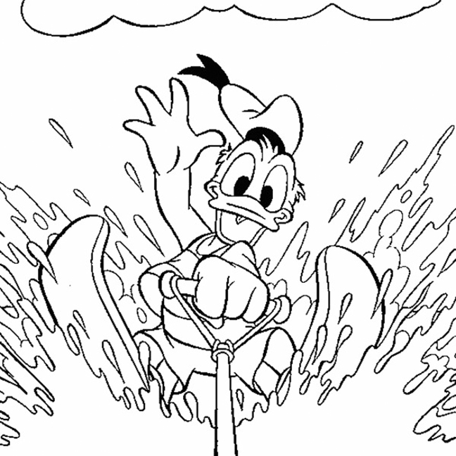 Donald Duck Water Skiing Coloring Page