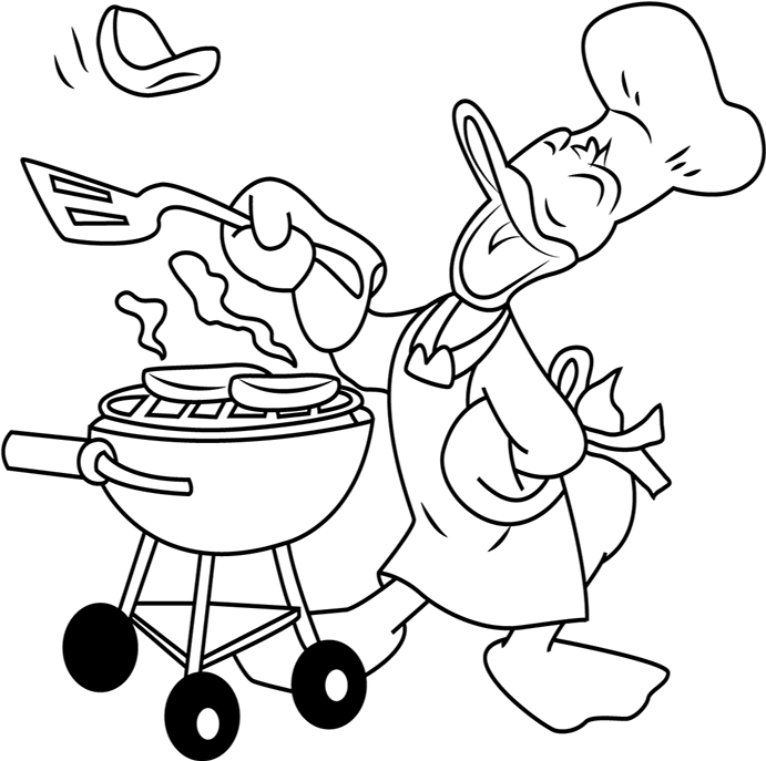 Duck Cooking Out Coloring Page
