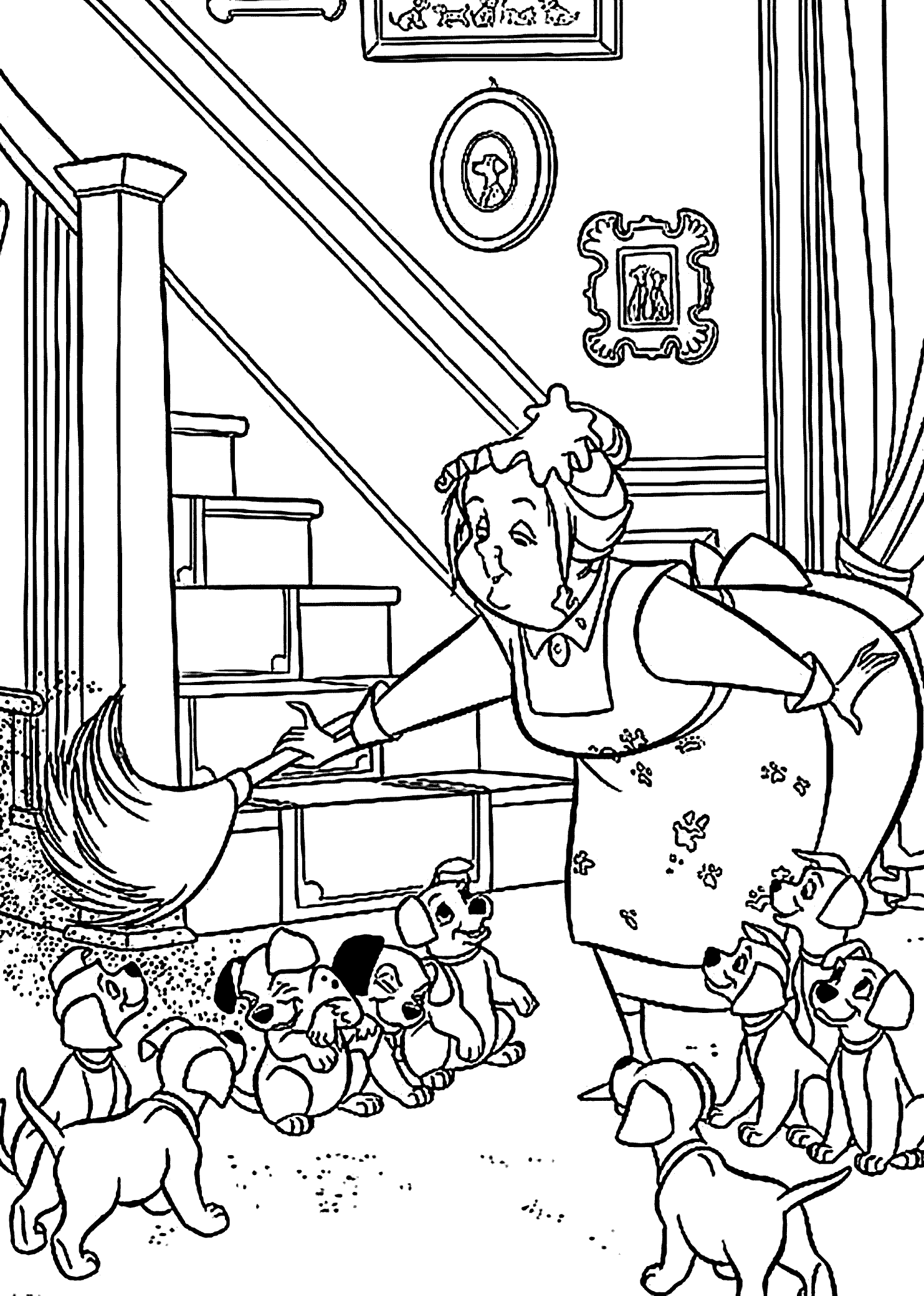 Dusting Dalmations Coloring Page