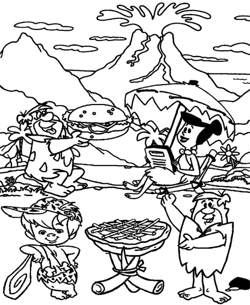 Flintstones Cookout Coloring Page