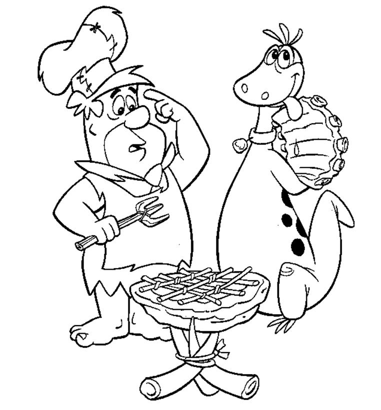 Fred Flinstone Cookout Chef Coloring Page