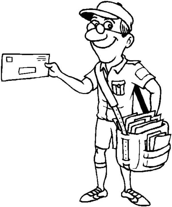 Friendly Mailman Coloring Page