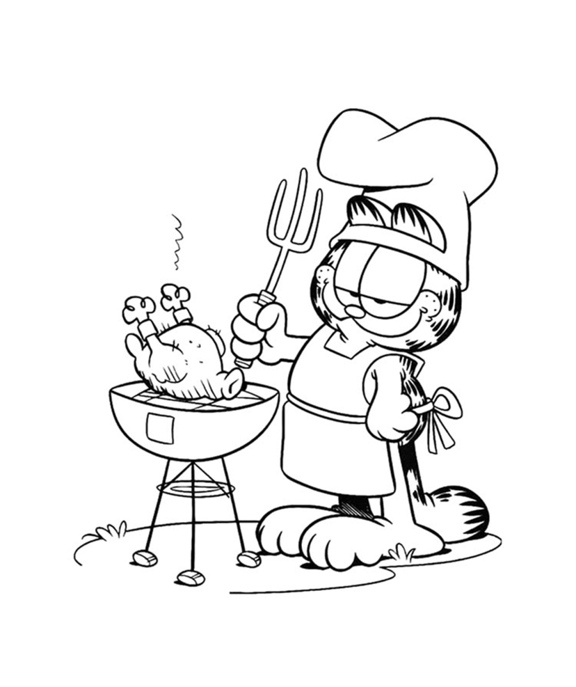 Garfield Bbq Chicken Coloring Page