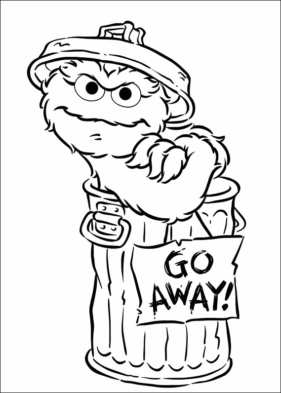 Go Away Sign Oscar The Grouch Coloring Page