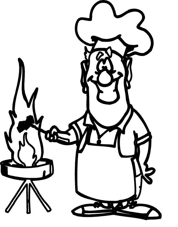 Happy Man Cooking Out Coloring Page
