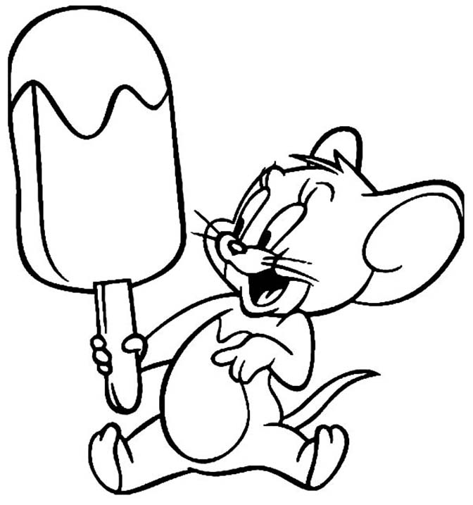 Jerry Eating Popsicle Coloring Page