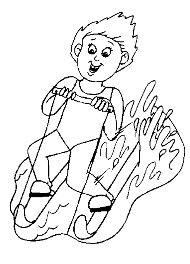 Kid Water Skiing Coloring Page