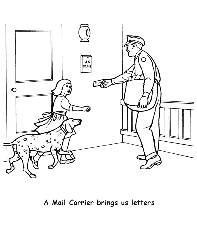 Mail Carrier Brings Us Letters Coloring Page