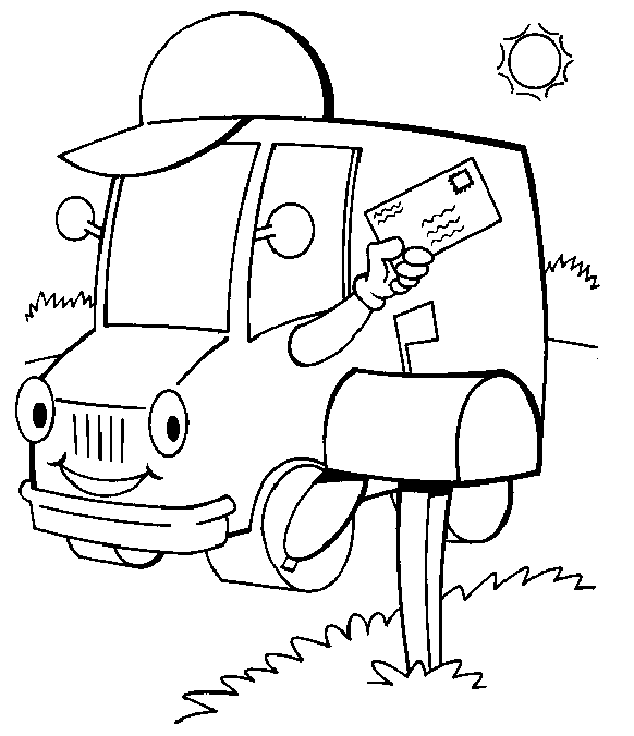 Mail Truck Delivery Coloring Page