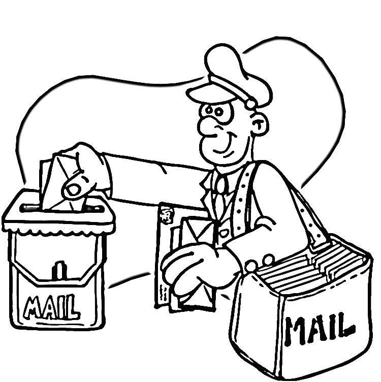 Mailman Delivering Mail Coloring Page