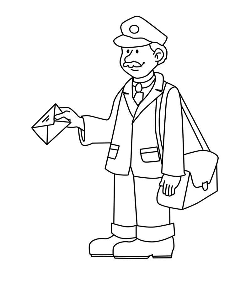Mailman Handing A Letter Coloring Page