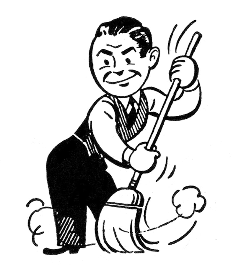 Man Sweeping Coloring Page