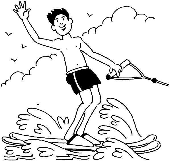 Man Water Skiing Coloring Page