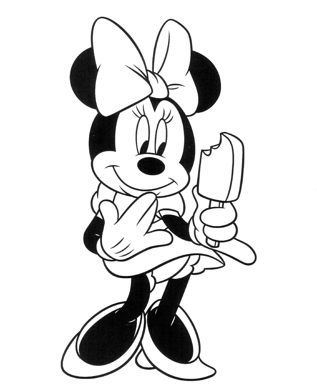 Minnie Mouse Eating Popsicle Coloring Page