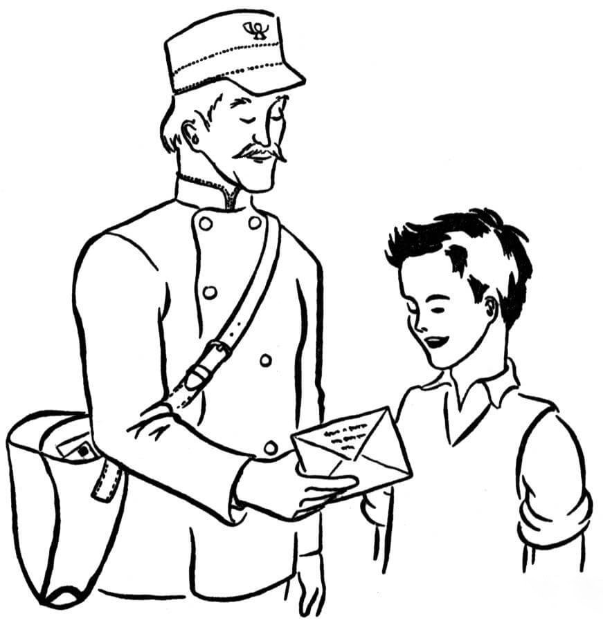 Old School Postal Carrier Coloring Page