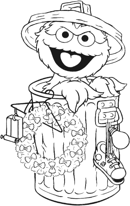 Oscar The Grouch Garbage Can Coloring Page
