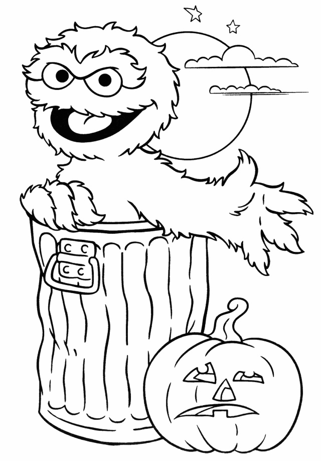 Oscar The Grouch Halloween Coloring Page