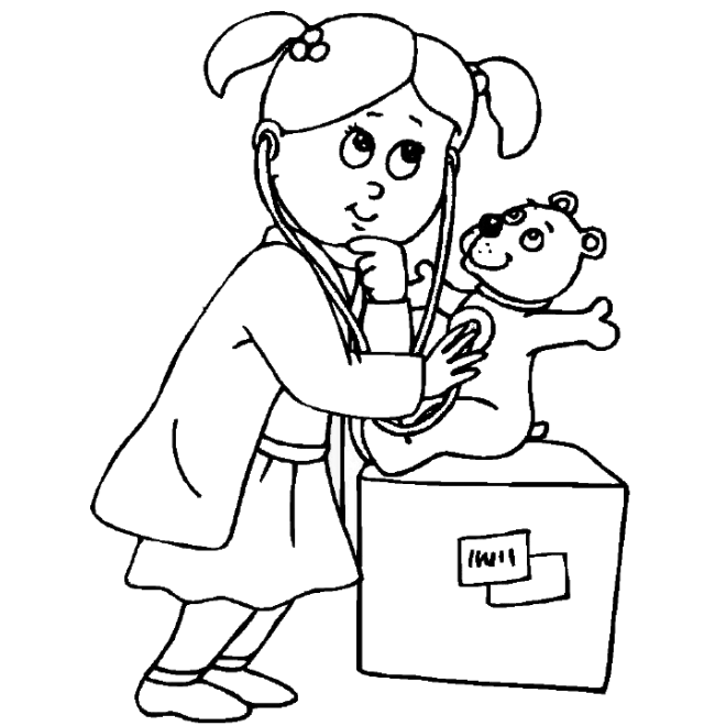 Playing Veterinarian Coloring Page