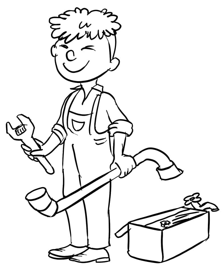 Plumber Career Coloring Page