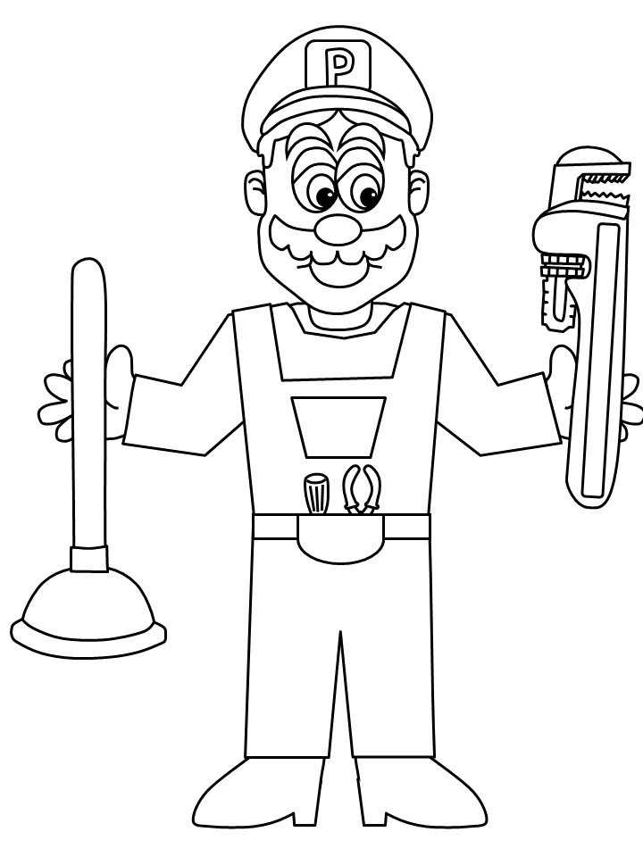 Plumber Cartoon Coloring Page