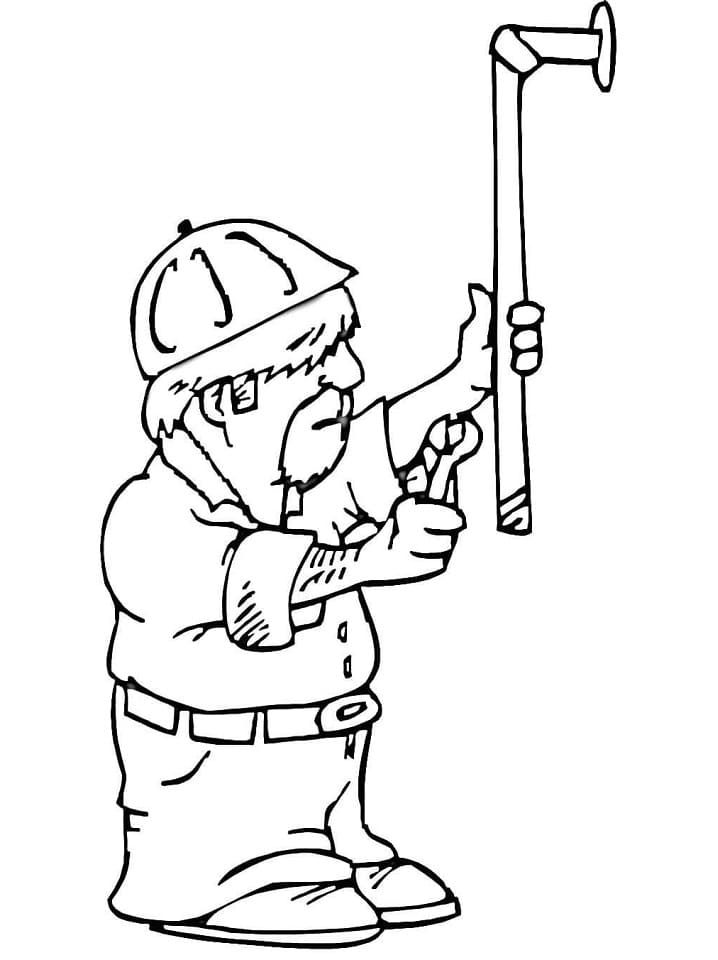 Plumber Fixing Pipe Coloring Page