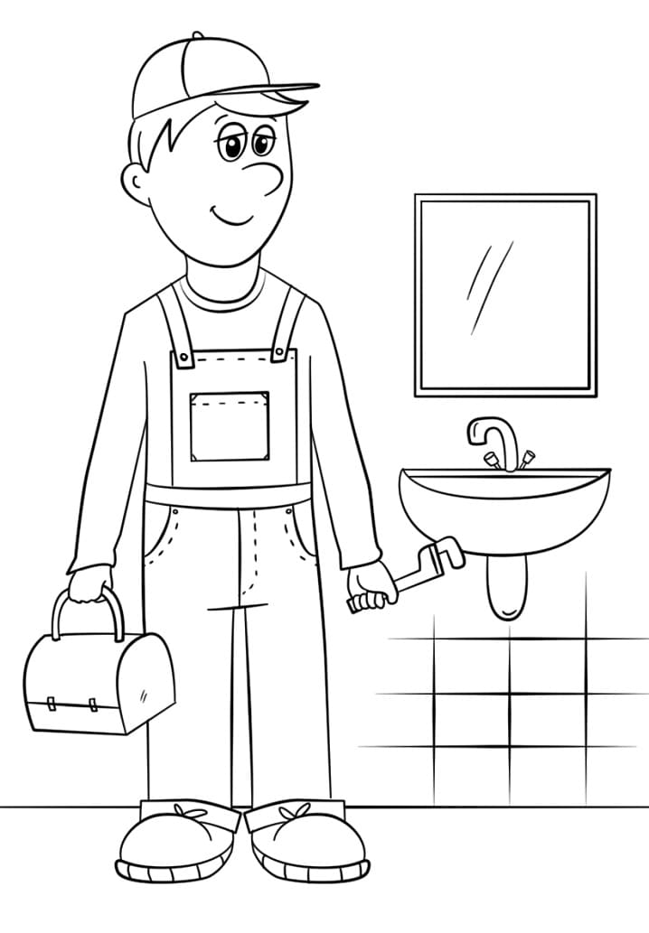 Plumber Vocation Coloring Page