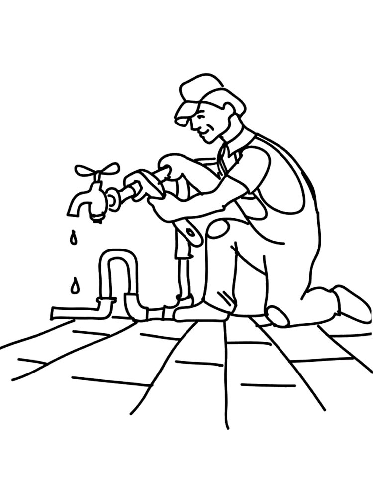 Plumber Working Coloring Page