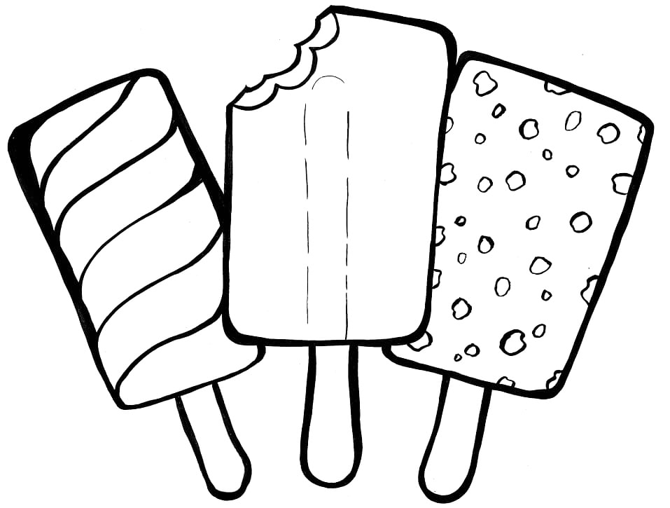 Popsicles And Ice Cream Coloring Page