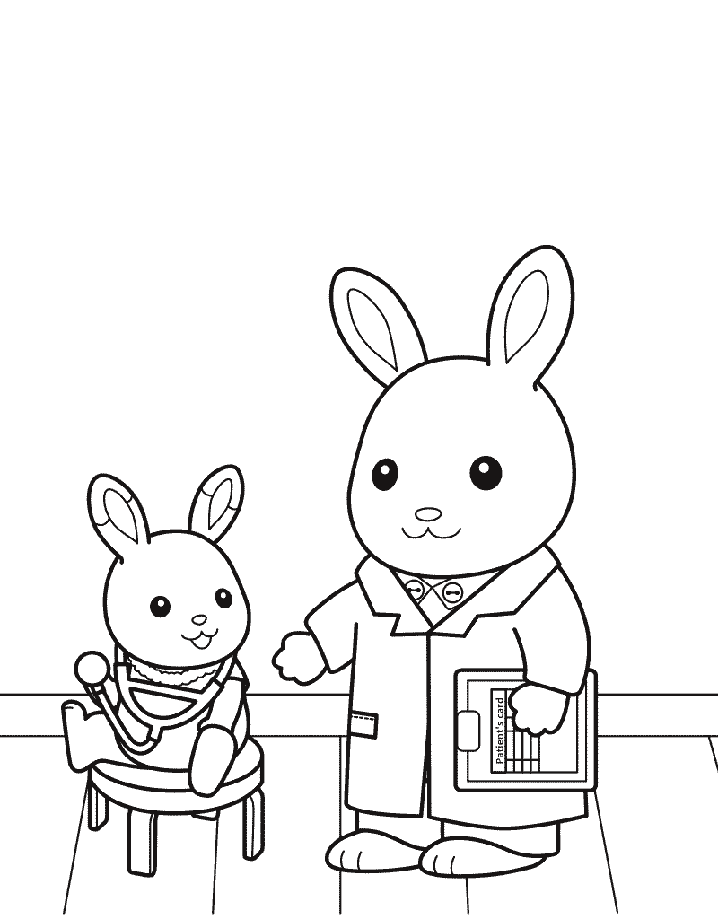 Rabbit Veterinarian Coloring Page