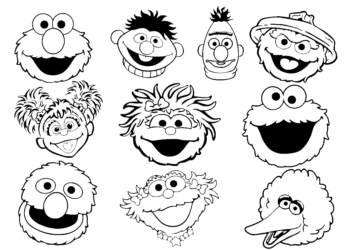 Sesame Street Character Faces Coloring Pages