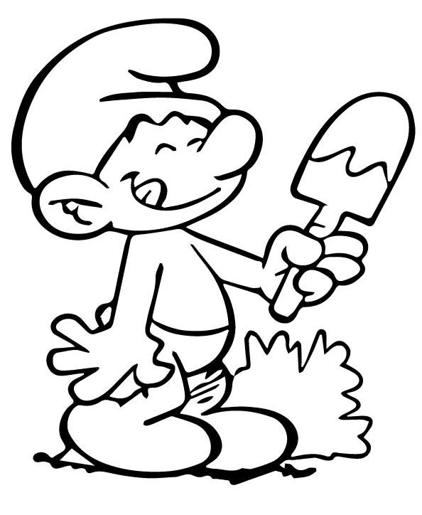 Smurf Has A Popsicle Coloring Page