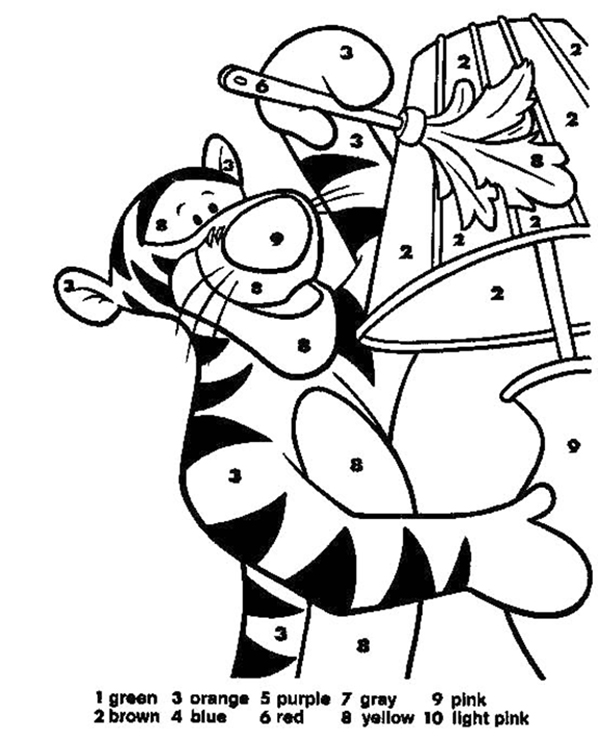 Tigger Dusting A Lamp Coloring Page