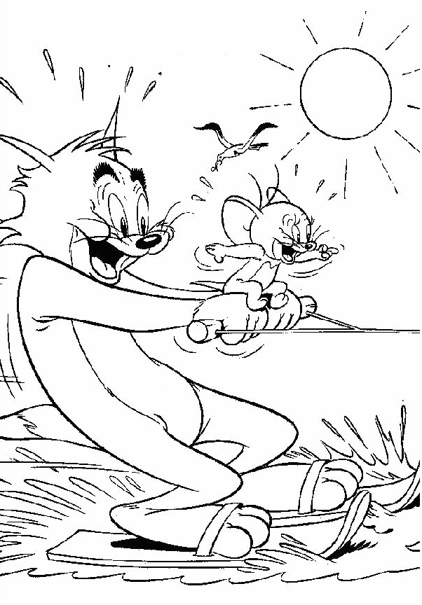 Tom And Jerry Water Skiing Coloring Page