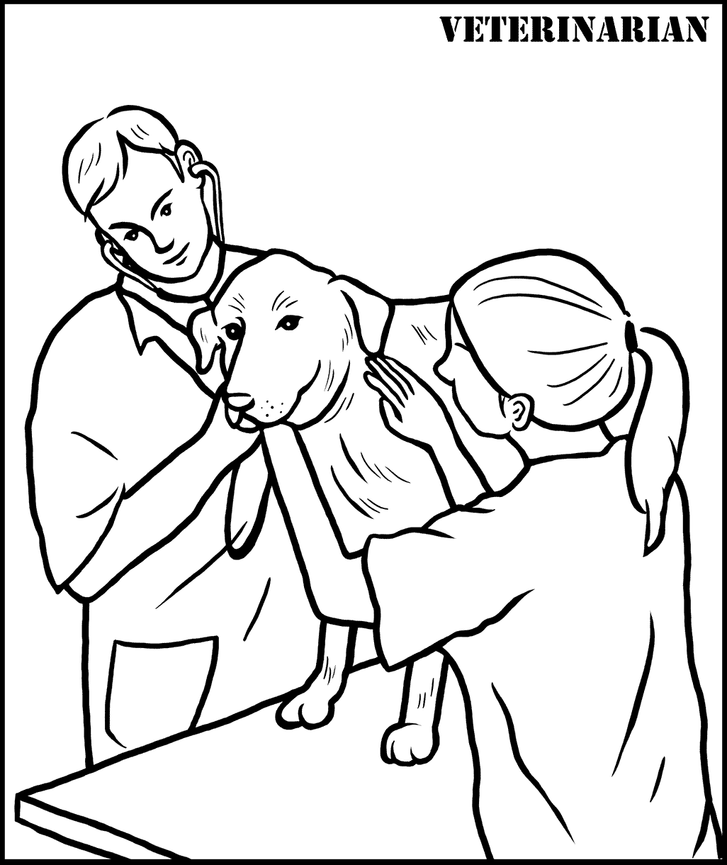 Veterinarian Printable Coloring Page