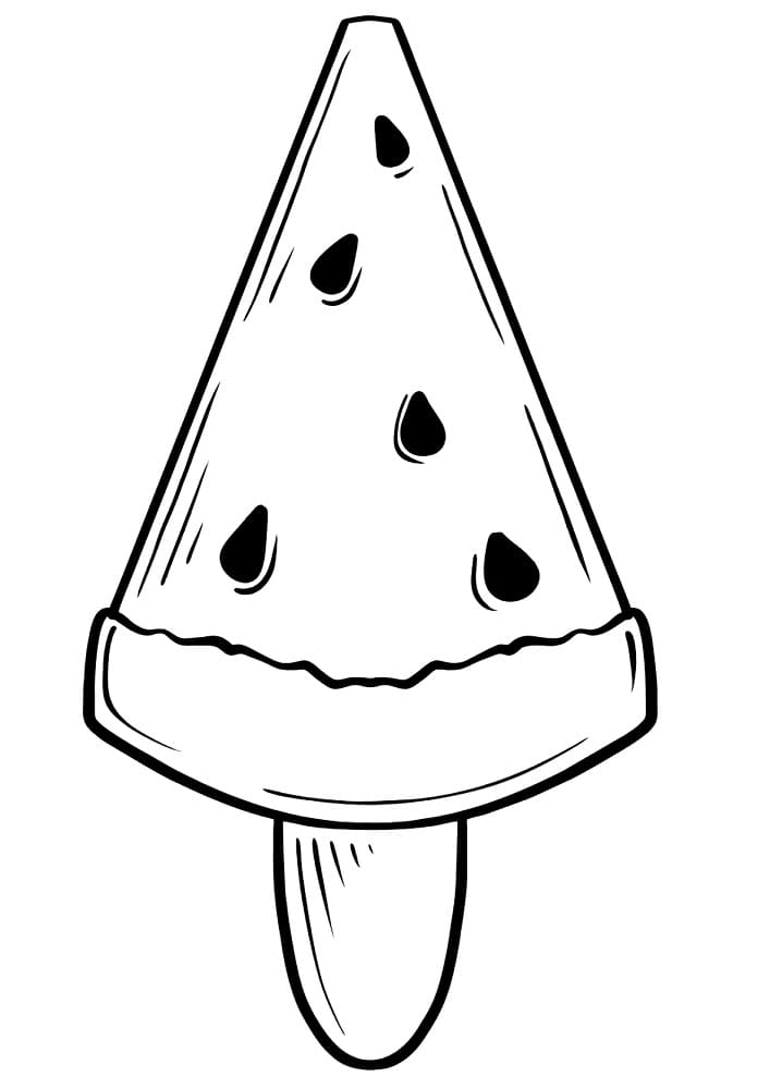 Watermelon Popsicle Coloring Page