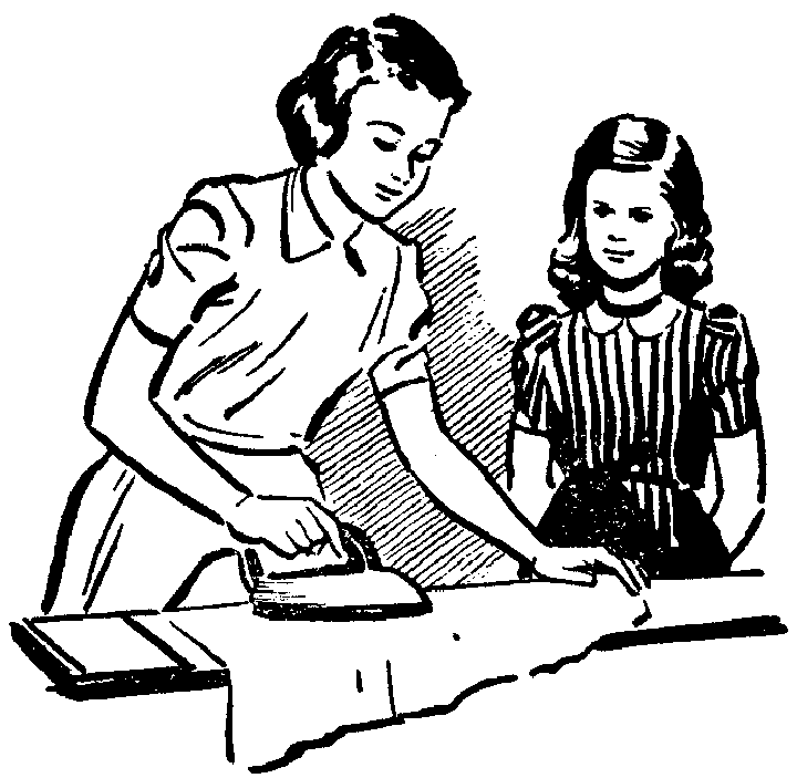 Woman Teaching Daughter To Iron Coloring Page