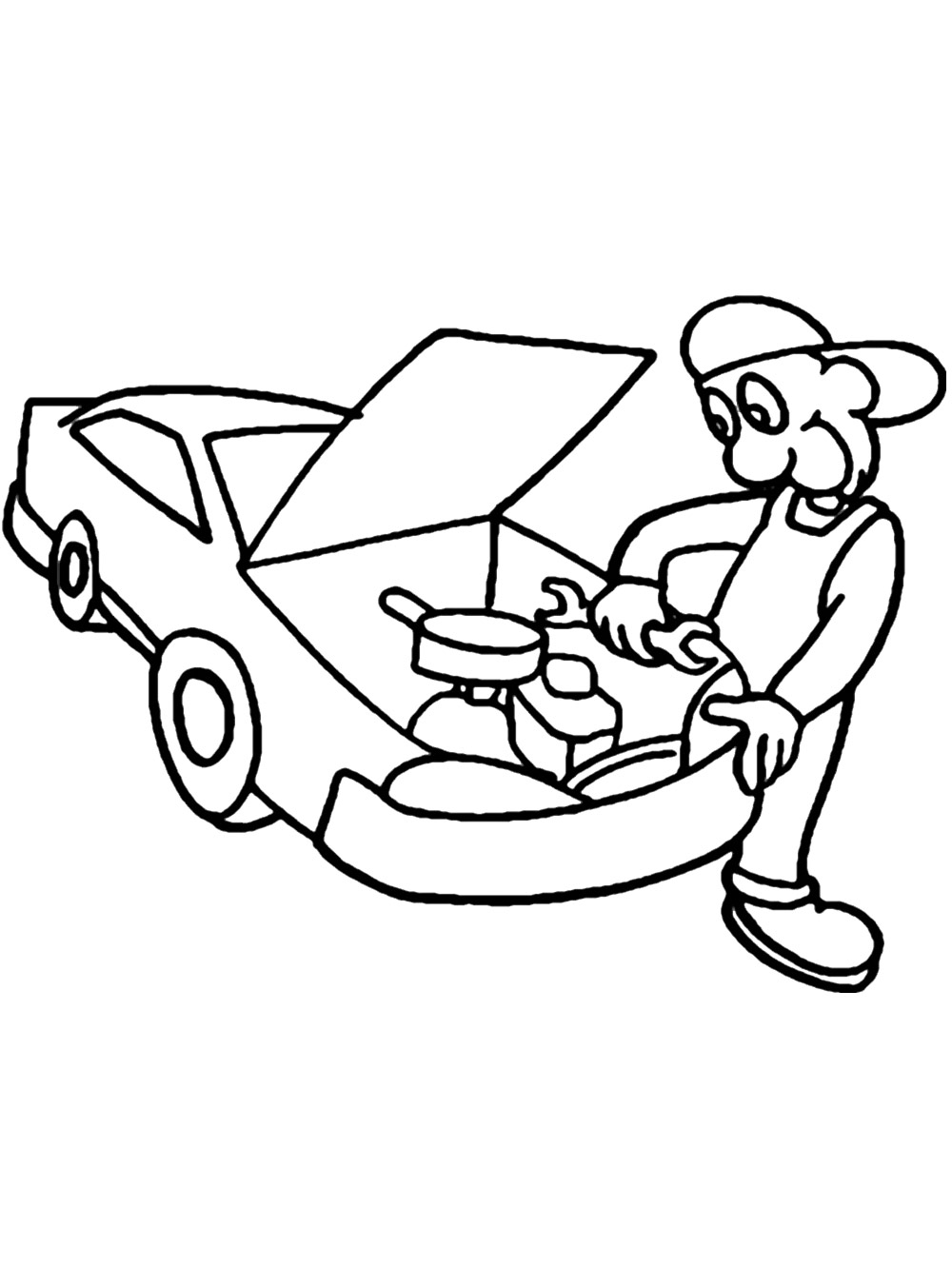 Auto Mechanic Coloring Page