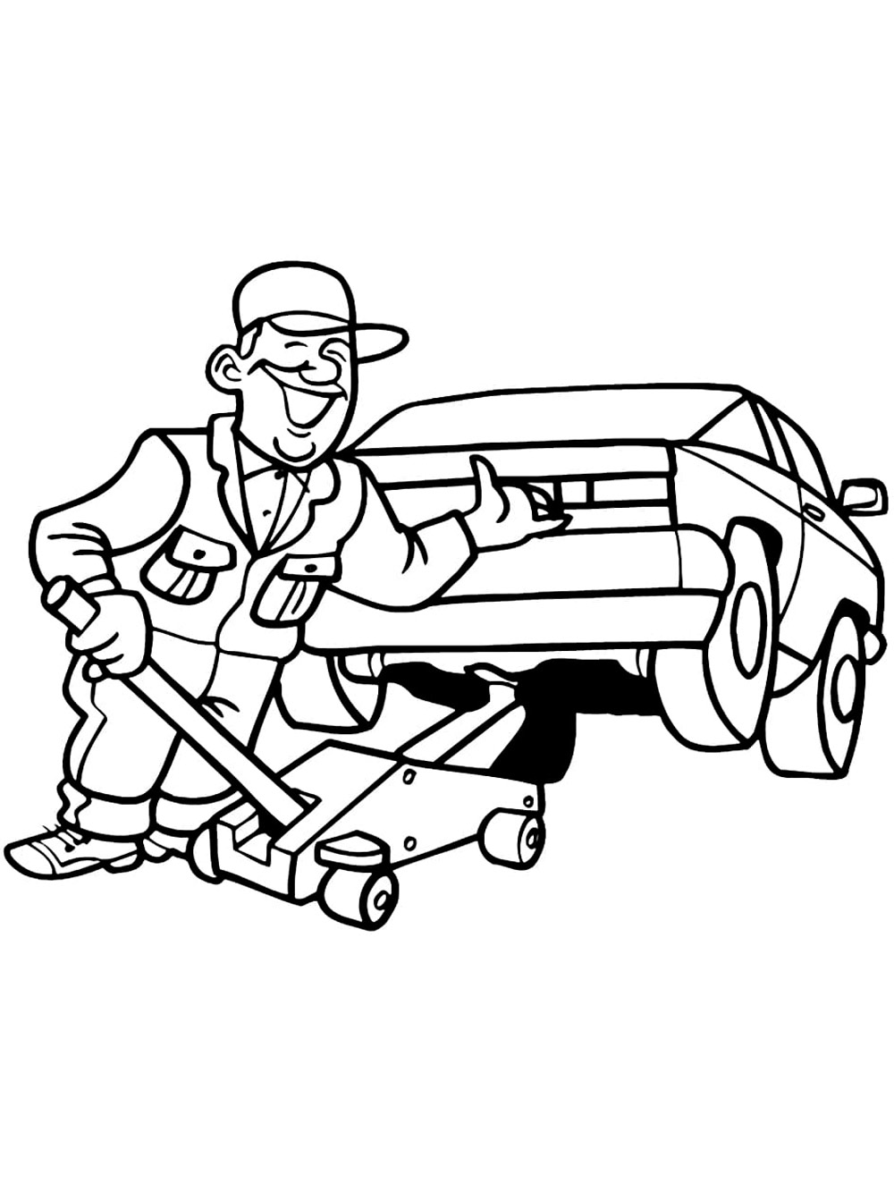Auto Mechanic Lifting Car Coloring Pages