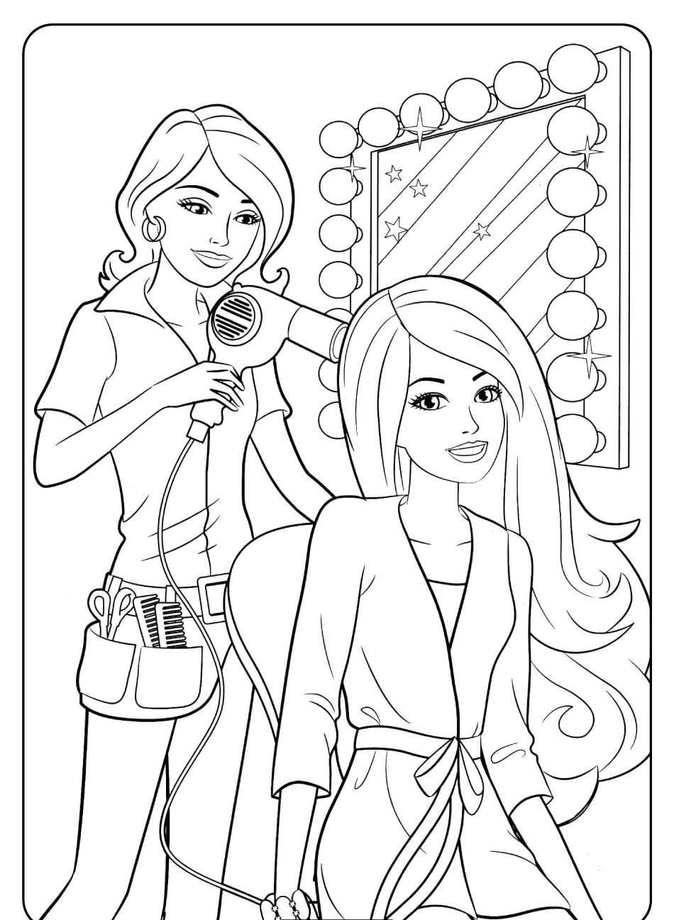 Barbie Hairdresser Coloring Page