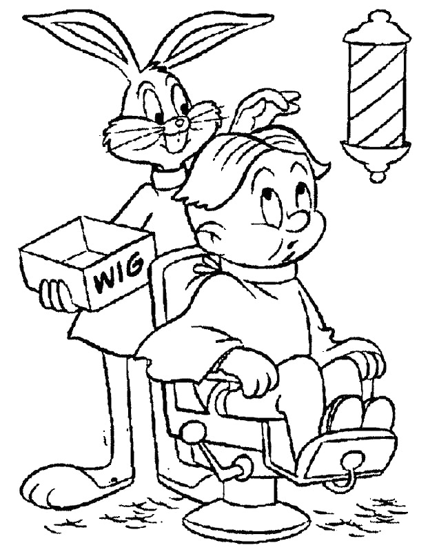 Bugs Bunny Barber Coloring Page