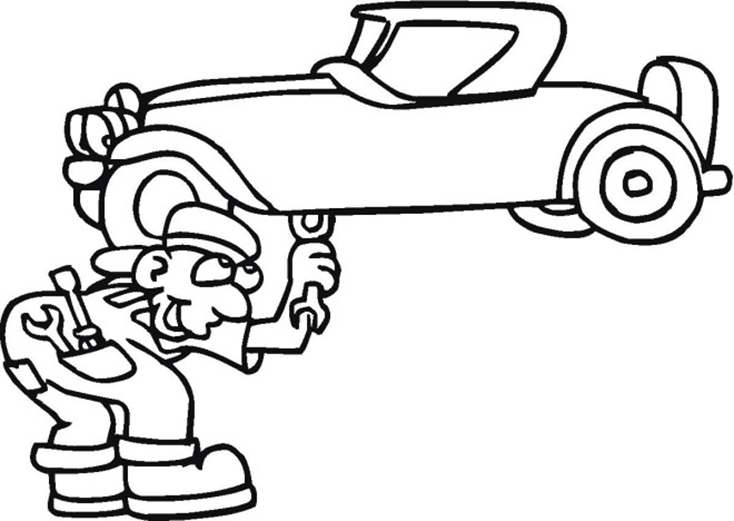 Car Mechanic Coloring Page