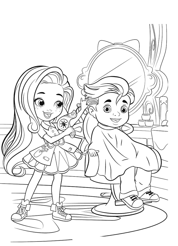 Cartoon Hairdresser Coloring Page