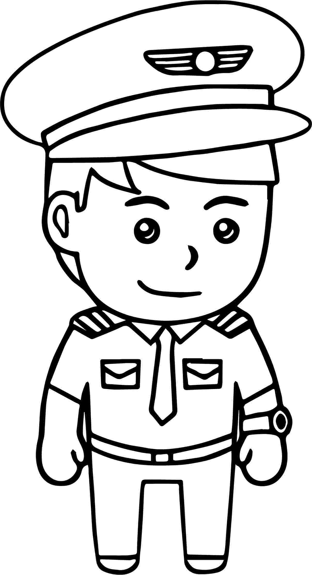 Cartoon Pilot Coloring Page