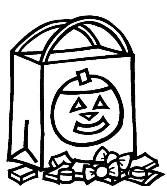 Halloween Bag Of Candy Coloring Page