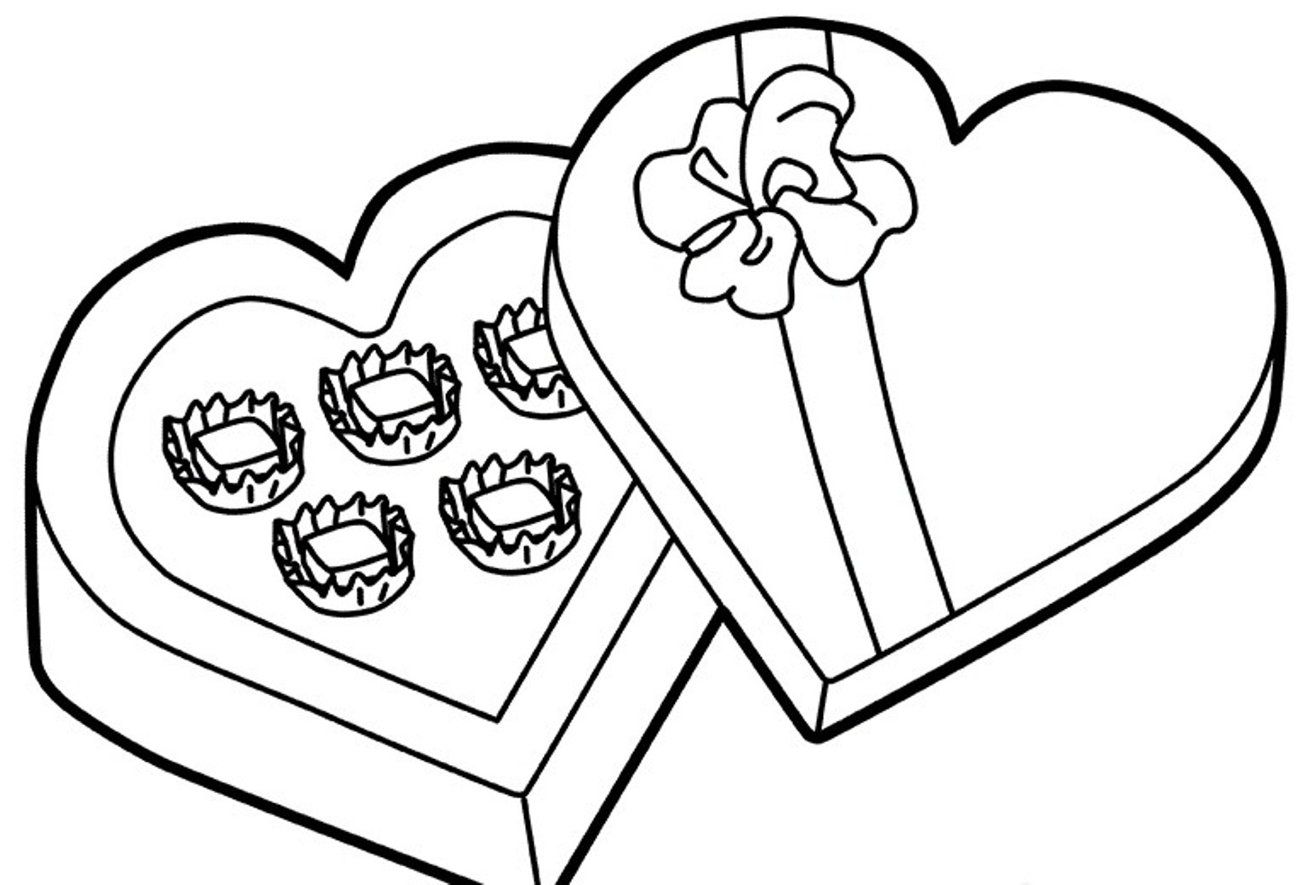 Heart Box Chocolate Candy Coloring Page