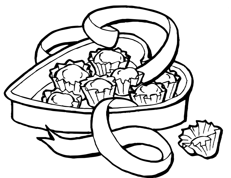 Heart Box Of Chocolate Coloring Page